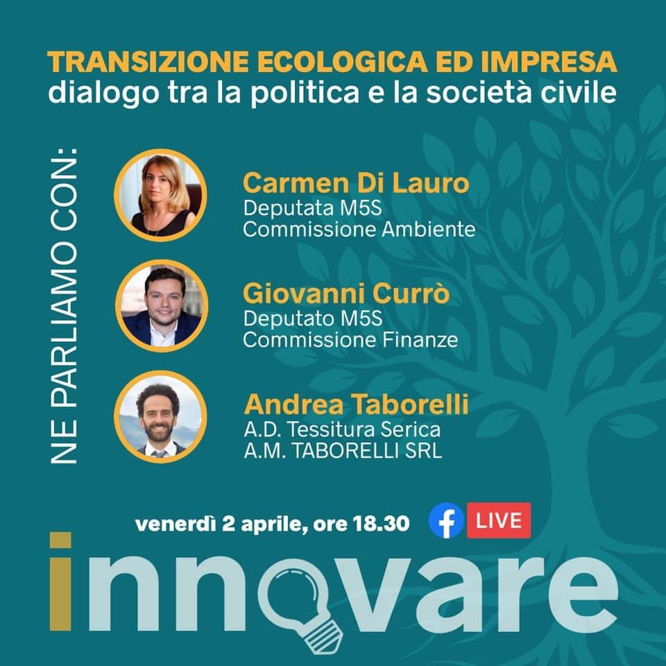 Maria_Pallini's tweet photo. Venerdì pomeriggio ci vediamo per parlare di transizione ecologica e imprese. Nel prossimo appuntamento di Innovare💡 affronteremo questi temi insieme a @Giova_Curro @Carmen_DiLa e all'amministratore delegato Andrea Taborelli della Tessitura serica A.M. Taborelli srl.  Ci sarete? https://t.co/GhpA5ETPU9