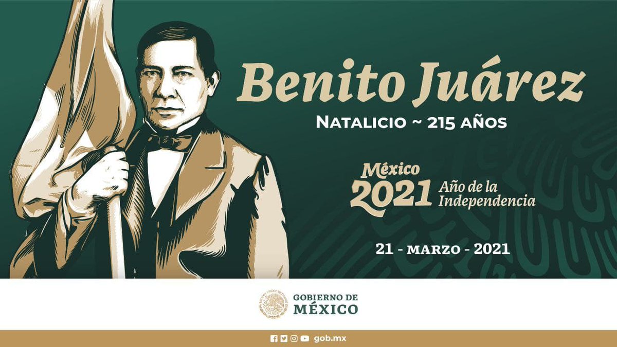 SRE_mx's tweet photo. Hoy conmemoramos el 215 aniversario del natalicio del ex presidente de 🇲🇽 y Benemérito de las Américas, #BenitoJuárez. 

Sentó las bases del estado laico y defendió la libertad y soberanía de nuestra nación.

#21DeMarzo https://t.co/iy0whXqxuj