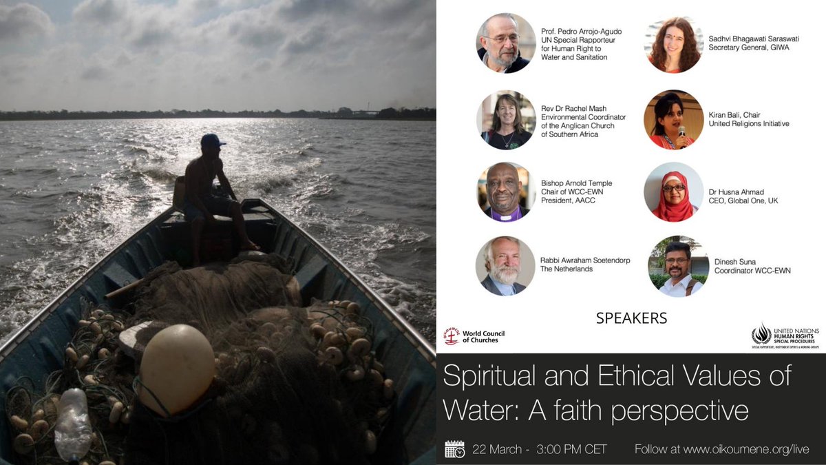On this #WorldWaterDay join us for an important discussion on the Spiritual and Ethical Values of Water led by the <a href="/Oikoumene/">World Council of Churches (WCC)</a> and the <a href="/UNHumanRights/">UN Human Rights</a> Special Procedures agency. Tune-in at 7:30 pm IST/10 am EST; go to bit.ly/3lIwP3Z to register.

#water #WorldWaterDay2021