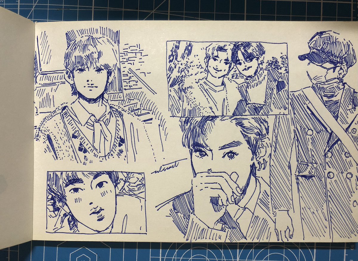 Some more direct ink practice with bangtan last 2019 (2020 October was incredibly busy TT U TT so i had to skip) 

i guess it's obvious that whenever i work with trad, my hand's fave is namjoon hehe 