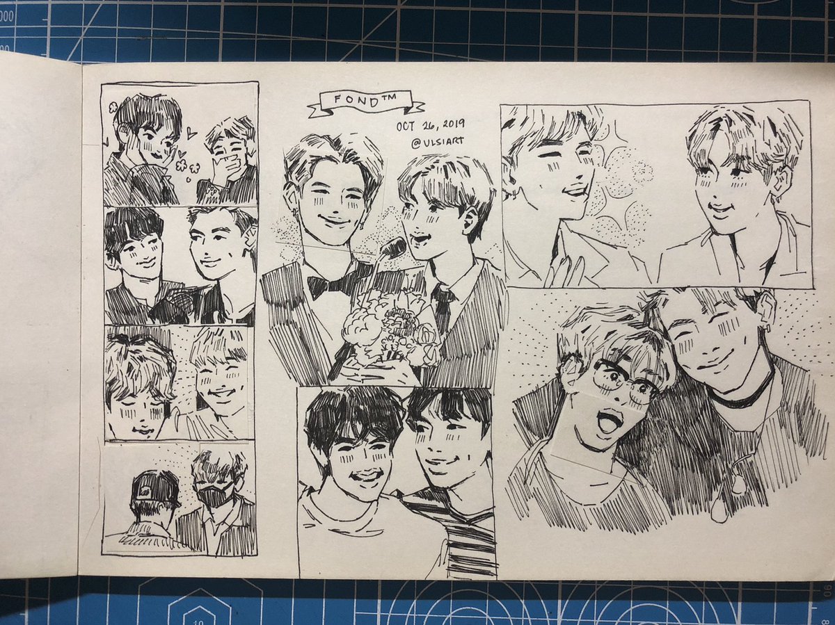 Some more direct ink practice with bangtan last 2019 (2020 October was incredibly busy TT U TT so i had to skip) 

i guess it's obvious that whenever i work with trad, my hand's fave is namjoon hehe 