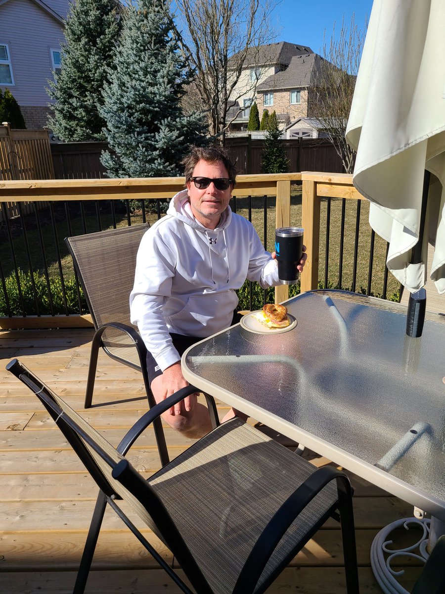 JamieAngus96's tweet photo. SUNDAY FUN DAY!
B52 Coffee/breakfast on the patio in the sun and 15 degrees in MARCH!! I love 🇨🇦! If I don't go to work tomorrow with a 🌞 burn... this day was a total failure!😉 #LifeGoals #DeckDay #Oakville https://t.co/No5YwWLNED
