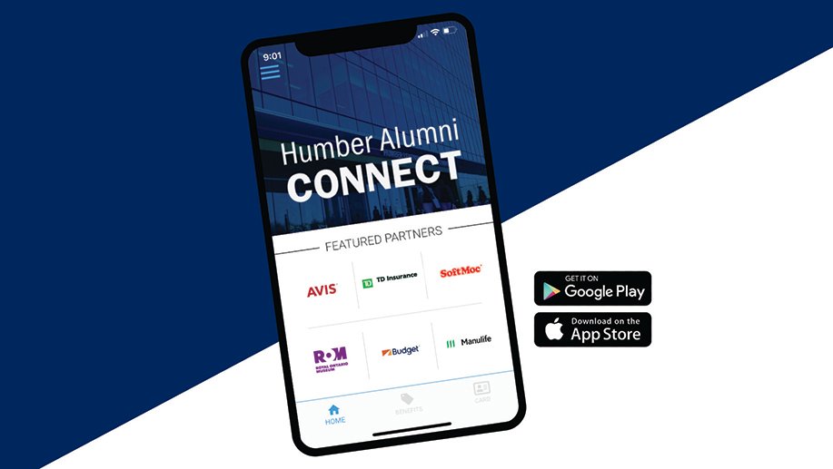 HumberAlumni's tweet photo. Humber grads, have you heard of our new app, Humber Alumni Connect? Find it in your app store to access all of your exclusive benefits and services in the palm of your hand, and do so by March 31 for your chance to win a $250 VISA gift card!

➡️ https://t.co/lve3SA59QK https://t.co/aTHNtFl5tv