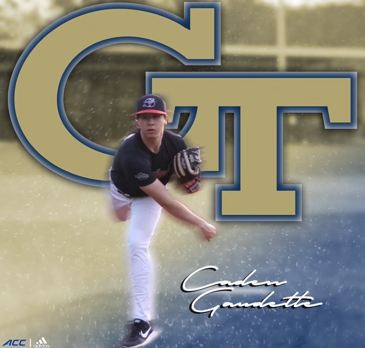 CadenGaudette's tweet photo. I am blessed to announce that I will be furthering my academic and athletic career at Georgia Tech. I would like to thank God, my family, coaches and teammates for helping me get to where I am today. Go Jackets! @GeorgiaBombers @WesRynders @Money_Mags @RGBaseball9 @DBo_Jackets https://t.co/DtqQSZptM4