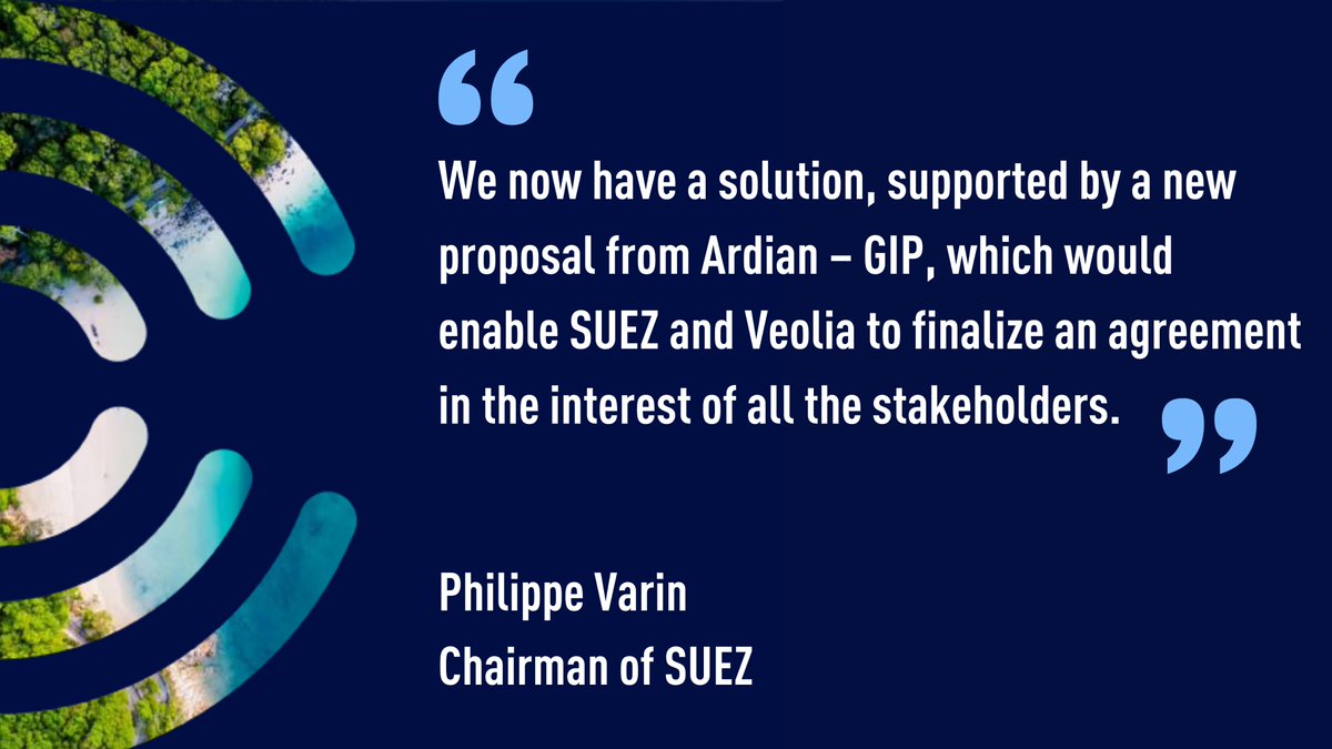 suez's tweet photo. 📢 #BreakingNews
SUEZ offers a negotiated solution to @Veolia supported by a binding offer from @Ardian – GIP. 

All details ➡️ https://t.co/87bThnwj2v https://t.co/0AvF2vYWpd