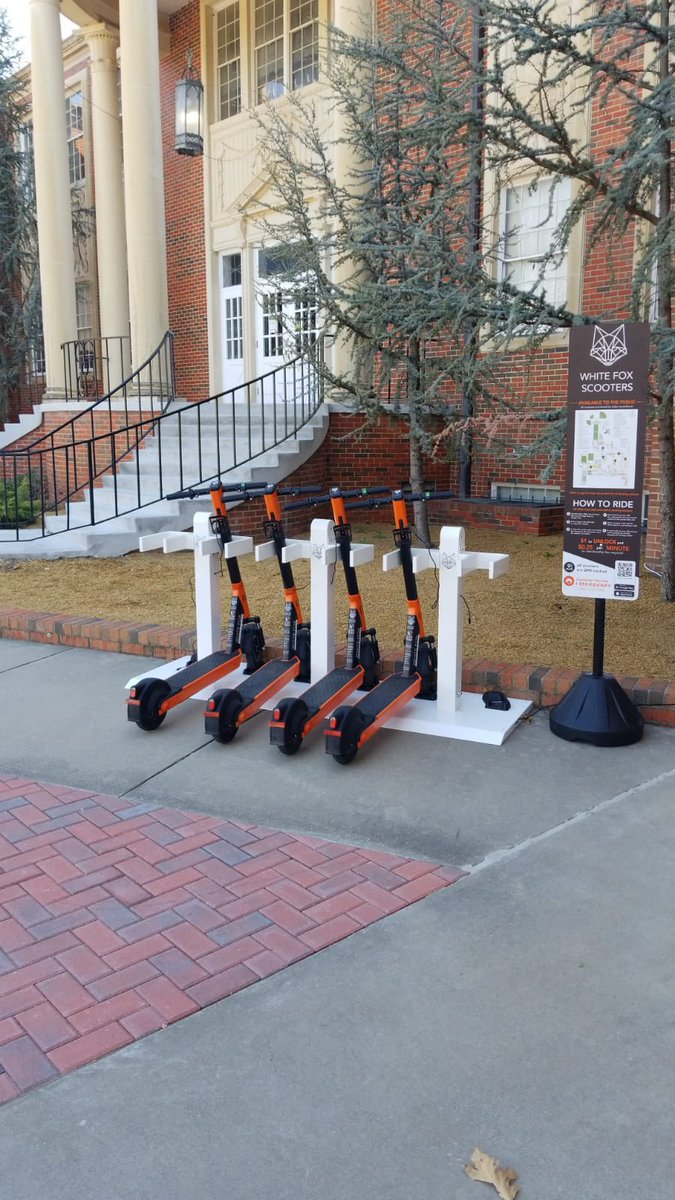 WhiteFoxScooter's tweet photo. Very excited to announce that White Fox Scooters has activated our first university partner, Oklahoma Baptist University with our fully dock to dock e-scooter solution! 

#micromobility #universitypartner #dockingstation https://t.co/28L7uXlyc8