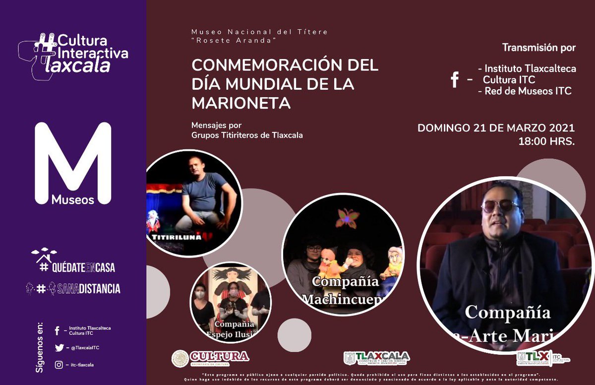 CulturaTlaxcala's tweet photo. 🎭 ᴅɪᴀ ᴍᴜɴᴅɪᴀʟ ᴅᴇ ʟᴀ ᴍᴀʀɪᴏɴᴇᴛᴀ 

¿Sabías que el 21 de marzo fue la fecha propuesta por el titiritero indio Dadi Pudumjee, y aprobada en 2002 en la Reunión de los Consejeros #UNIMA en Atlanta? 

¡Celebra con nosotros!

#TlaxcalaEsCultura #ElArteNosUne😷 https://t.co/pgsPQgKuyy