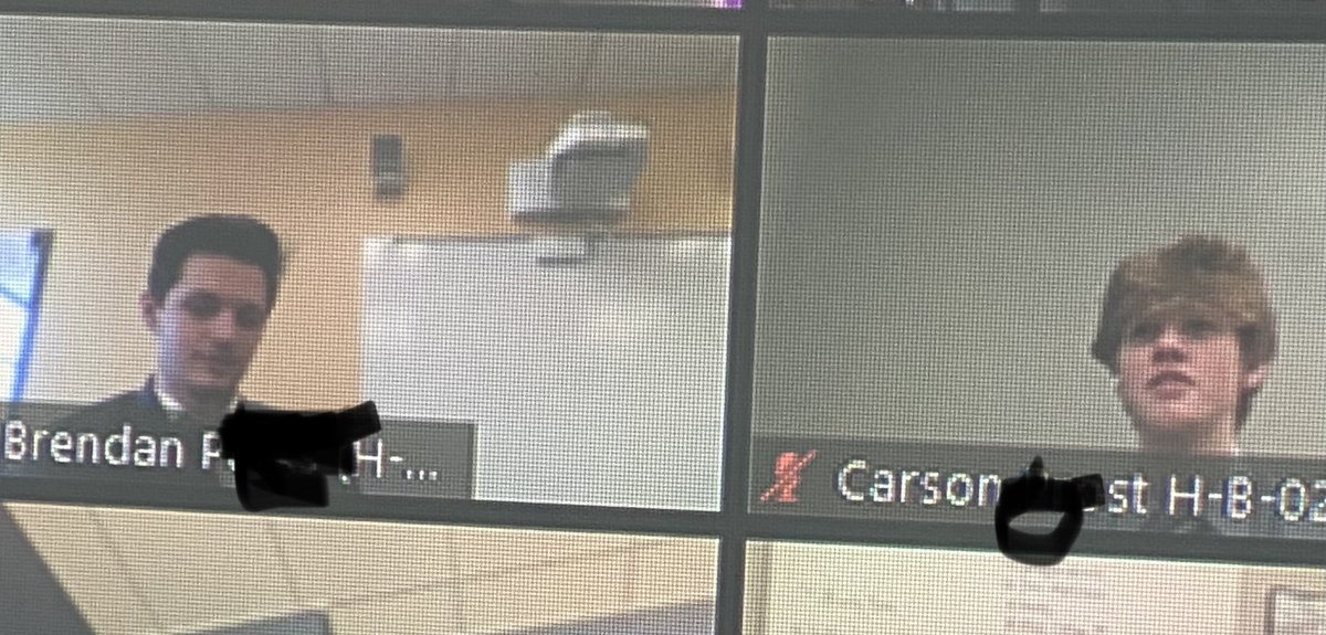 We usually try to get a picture of the students in the chambers, so here are shots from their Zoom meeting.