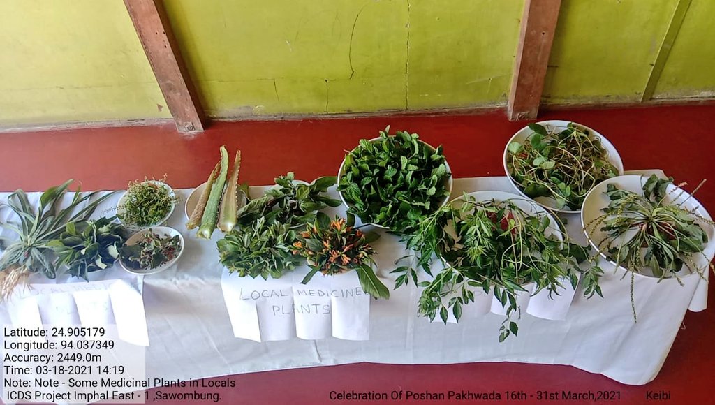 bem_hidang's tweet photo. #PoshanPakhwada2021 
 Awareness on the importance of Medicinal plants found in Manipur during "Celebration of Poshan Pakhwada 2021" orgd by #AnganwadiDidi Sector19 
#ICDS Imphal East-I 
#Manipur @MinistryWCD @POSHAN_Official @moayush @NBirenSingh @NgangomU @BanteeKonthouj1 https://t.co/fHKOVvtPpn