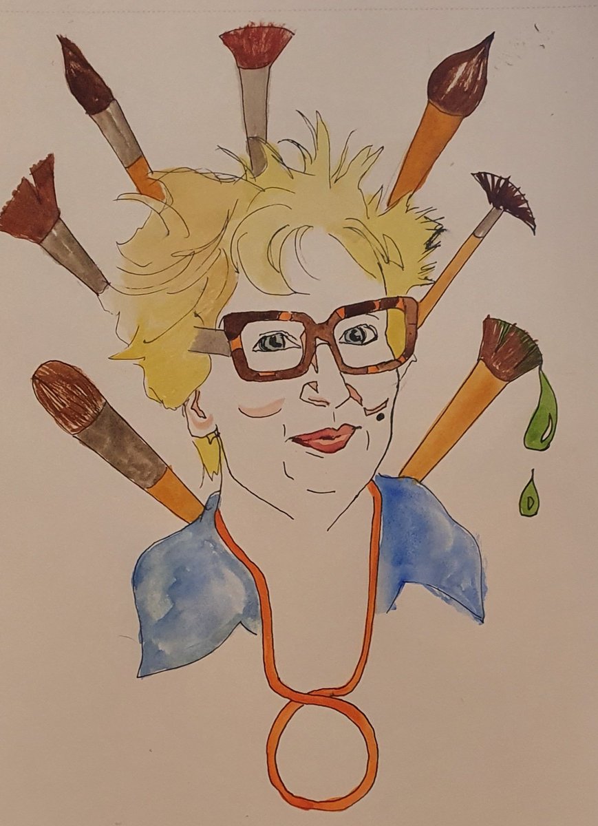 AXOGALLERY's tweet photo. #jennyeclair #DrawersOff #multimediatv #Watercolourpainting todays doodle is the fabulous Jenny Eclair- thank you so much for making my lockdown so memorable xx https://t.co/9w5TJ1LHOg