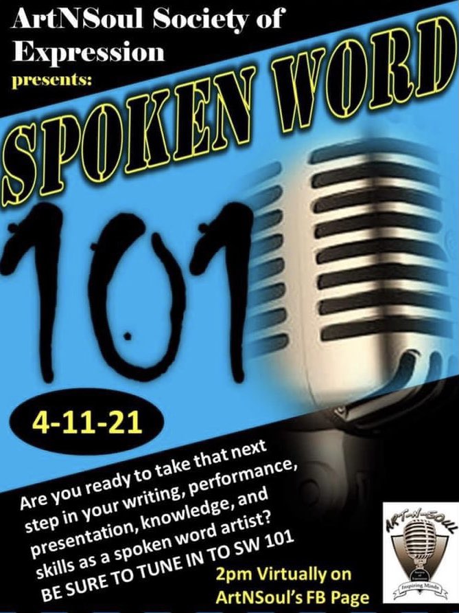 LIONKNG's tweet photo. Attention! Attention! Attention!ArtnSoul is having our annual Spoken Word 101 April 11th, virtually.  Hear from some of your favorite ArtnSoul poets and creative minded members on various topics related to spoken word &amp; poetry.  Tune in at 2pm on Artnsoul Poetry.  More to come ♥️ https://t.co/PRDdDU2uNe