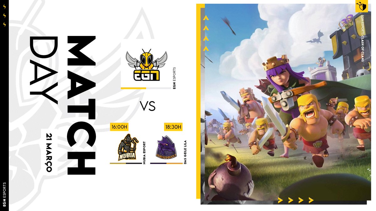 Esta tarde temos dois jogos para a Rising Star Cup, em  Clash of Clans⚡️

🏆 | Rising Star

🆚 | @NubiaEsport
🕓 | 16:00H

🆚 | Das geile Lila
🕕 | 18:30H

#BeEGN #BeTheHive