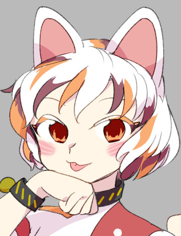 1girl animal ears cat ears tongue solo short hair tongue out  illustration images