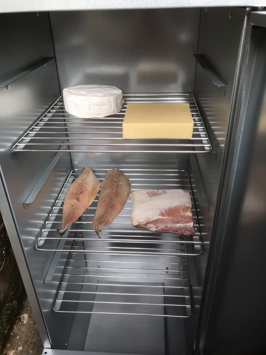 Goodlifeish's tweet photo. Been playing with our new toy, the awesome @ProQSmokers cold smoking cabinet. 
#thegooflifeish #thegoodlife #coldsmoking #homecured #smokedbacon #smokedcheese https://t.co/P8oWU778eT