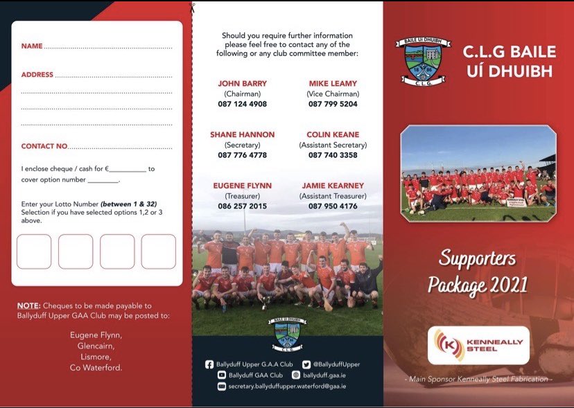 BallyduffUpper's tweet photo. Our 2021 Supporters Packages are currently being distributed to households throughout the village &amp; surrounding areas. ✉️

For more information contact any of the club officers listed below. ⬇️ https://t.co/avAkL6Ld6l