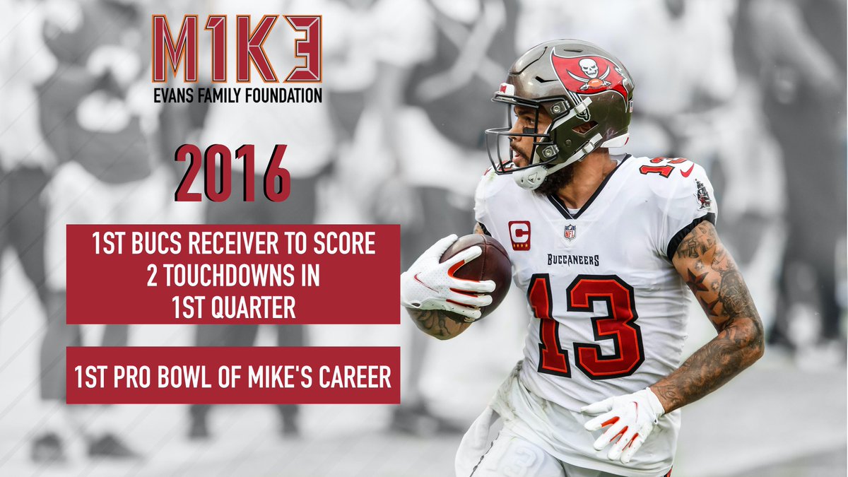 MikeEvansFamil1's tweet photo. In 2016, @MikeEvans13_ was the first receiver in Bucs franchise history to record two touchdowns in the first quarter of a game. On December 20, 2016, Evans was selected to the Pro Bowl, the first of his career. #NFL #SundayStatistics #GoBucs https://t.co/qqVpMxHF5E