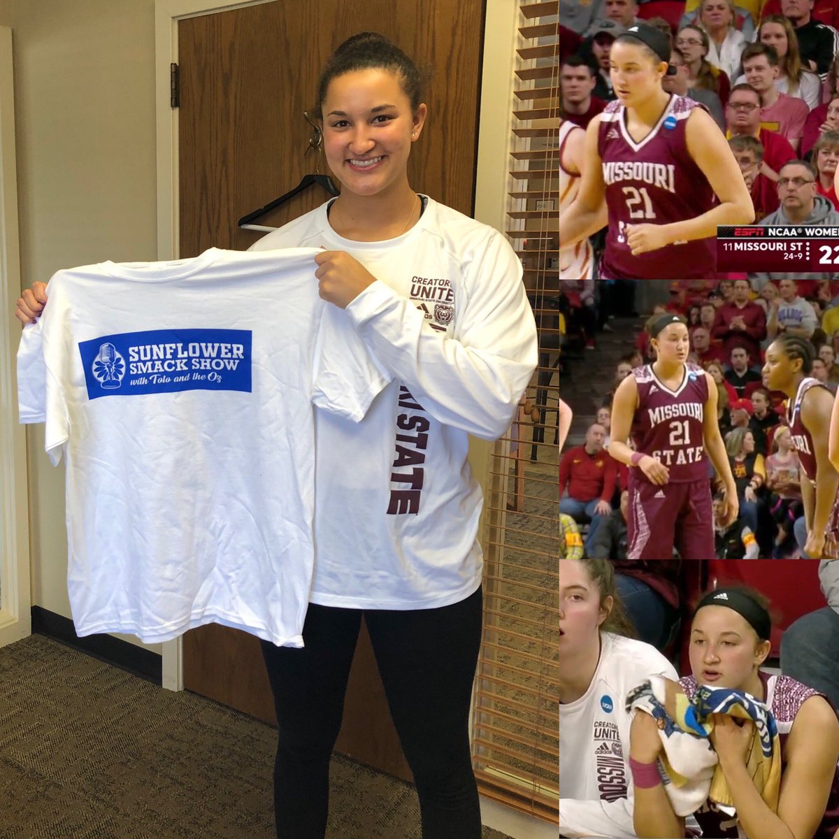 SunflowerSmack's tweet photo. Trying to get a list of Kansas Girls 🏀 players in the @ncaawbb tourney this year (comment if missed): #KSHoops
-@EyliaLove of @GTWBB
-@dgwinslow35 & @sydwilson21 of @MSULadyBears
-@kennedybrown42 of @LadyBeaverHoops
-@ryan_emily11 of @CycloneWBB https://t.co/NGiQ60Bui7