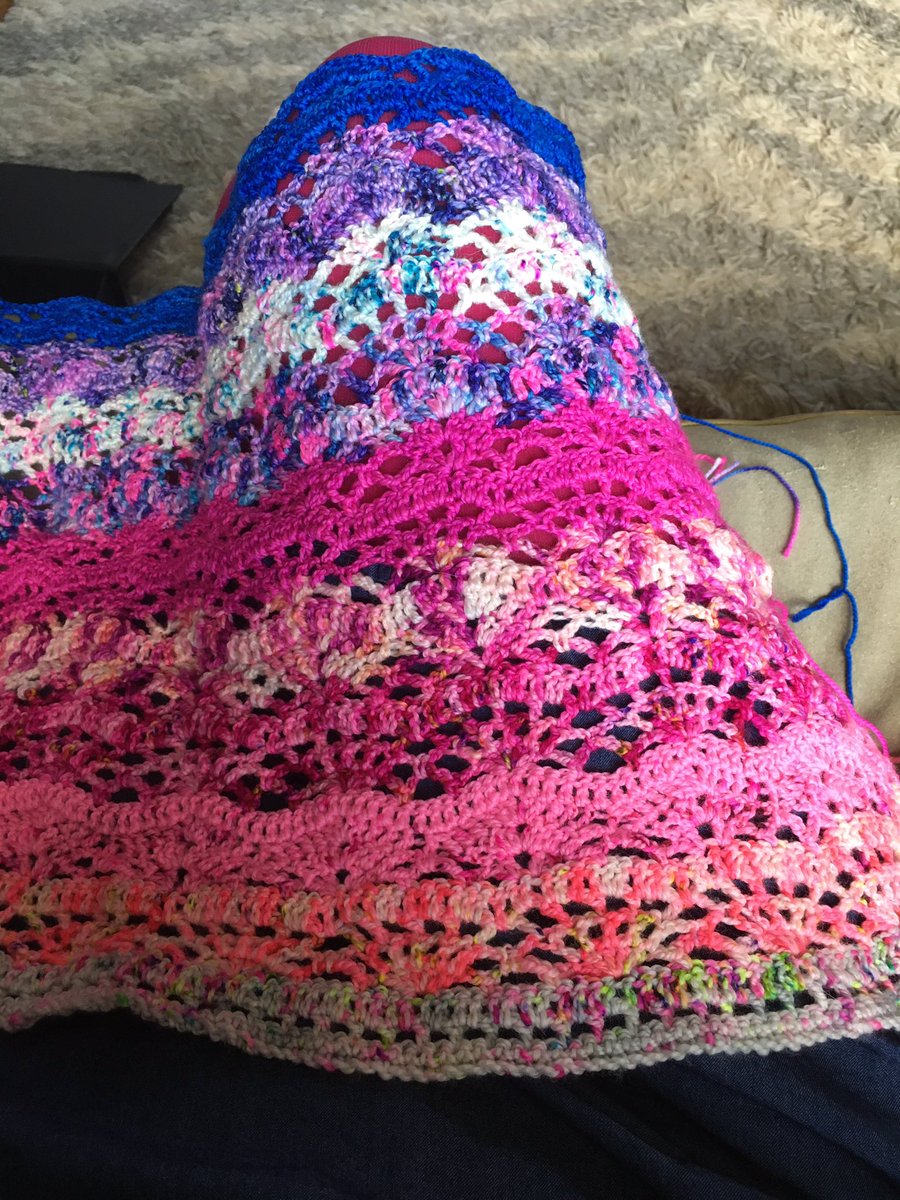 CreatedWithHope's tweet photo. My current #WIP. It’s a shawl made with neon accented yarn by indie dyer Spectrum Fibre. The colours are amazing. What’s your current project? Or do you have more than one on the go, like me?! I’ve usually got several! #SundayCrafting https://t.co/Rb1ZzbnVEC
