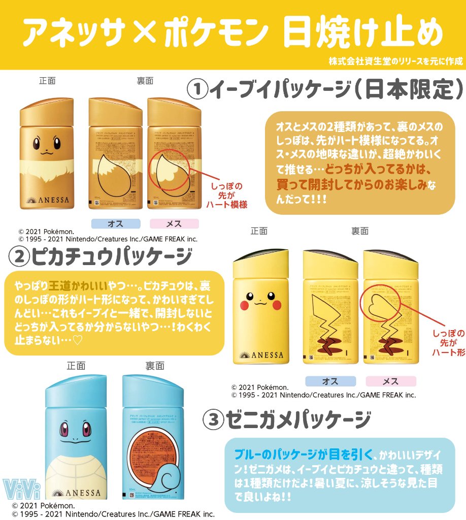 Vivi ポケモン アネッサ日焼け止め 見てーー ポケモン柄の日焼け止めなんだけど ビジュが最高級にかわいすぎて 今日から数量限定発売だから なくなる前にとりあえず急いでゲットしなきゃなやつ T Co Pskecpb4cd Twitter