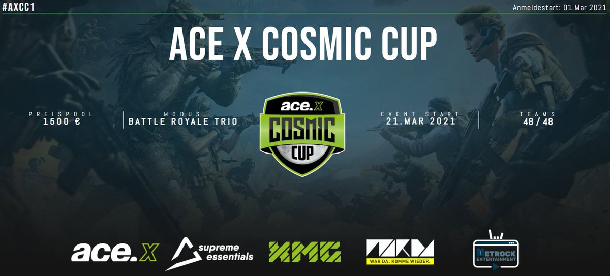 NetrockGG's tweet image. ✈️🪂 WARZONE - Ace X Cosmic Cup ✈️🪂

Um 14:00 geht es los! 🤩
Sei dabei auf 👉 twitch.tv/netrockgg 📺

Wir bedanken uns im Vorfeld bei unseren Partnern, die diesen Event überhaupt möglich gemacht haben 🙏

@acesuperwhite
@wardanetwork
@xmg_gg 

#AXCC1