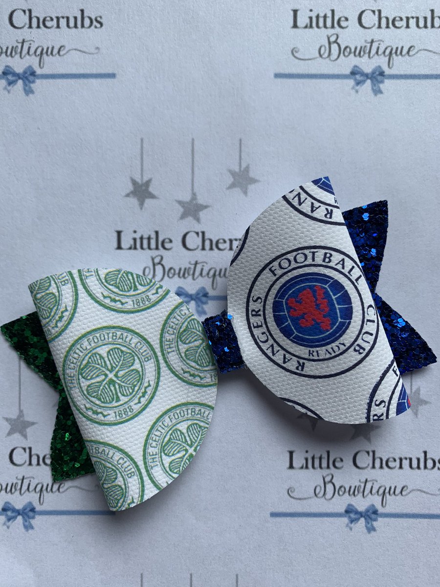 LCbowtique's tweet photo. Storm keeping both his parents happy today. Supporting both teams. #CELRAN #CelticFC #RangersFC #bow ties https://t.co/O2oSntimMl