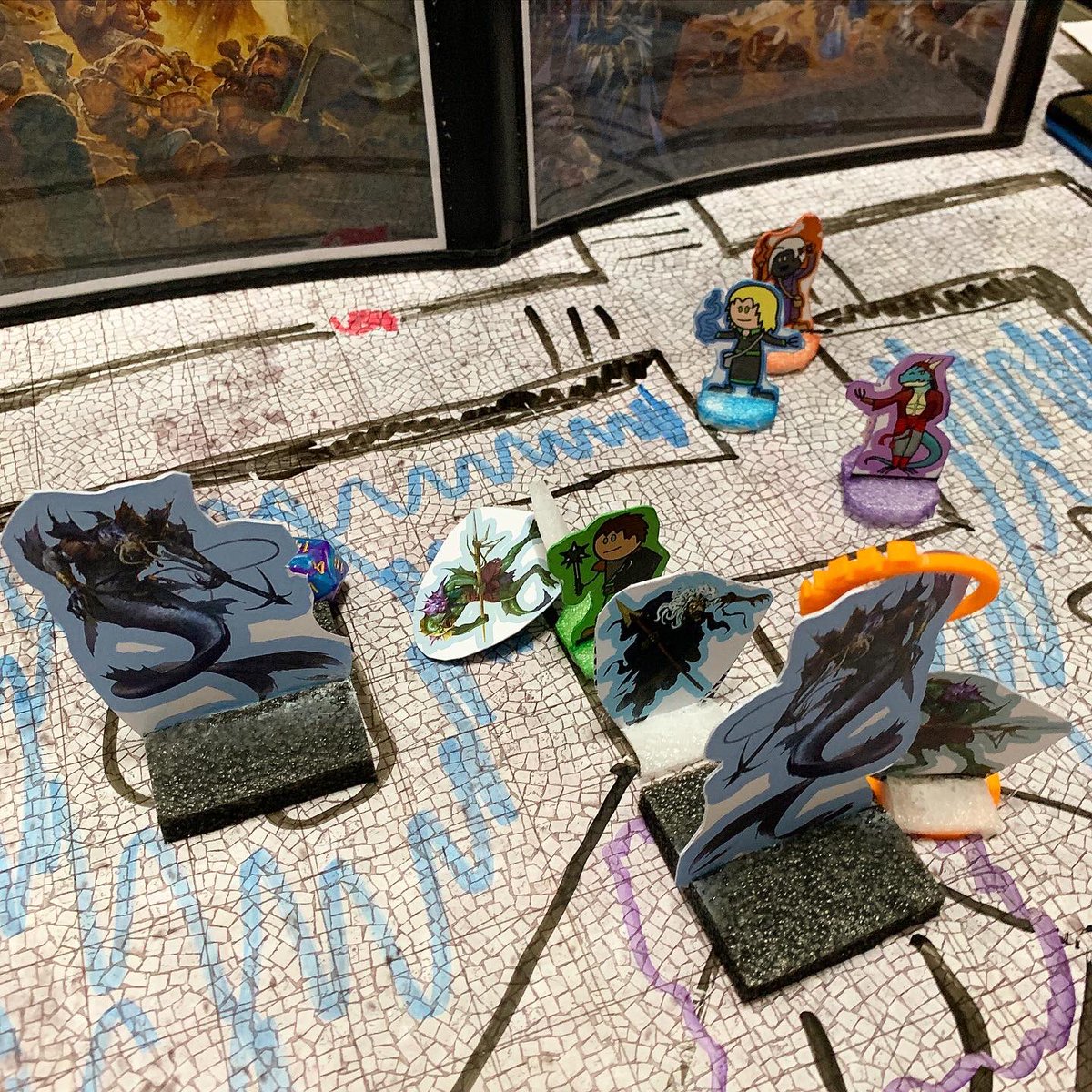 DaddyBird's tweet photo. Fantastic Dungeons & Dragons session today! Larkin summoned Spiritual Guardians as we vanquished sea hags, merrows, & sahuagin. Then we tangled with a roper.
#DnD #DnD5e #DungeonsAndDragons #LarkinTuiaezel #clericlyfe #ThankBertamis #SpiritualGuardians #SayHelloToMyLittleFriends https://t.co/Oau4c3S0ir