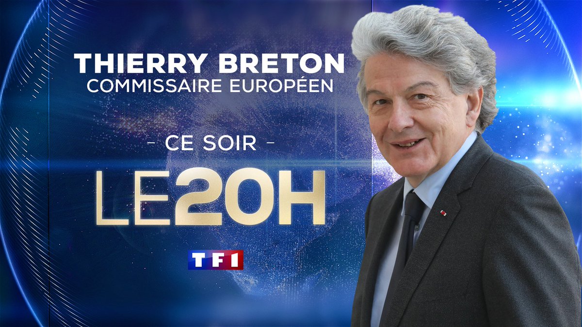 📌RDV📌

➡ Ce soir, dimanche 21 mars, Thierry Breton (<a href="/ThierryBreton/">Thierry Breton</a>), Commissaire européen, est l'invité du JT de 20H de <a href="/TF1/">TF1</a>.

➡ Le monsieur vaccin de l'Europe répondra en #DIRECT aux questions d'<a href="/ACCoudray/">Anne-Claire Coudray</a>.

📺 À suivre dans #LE20H sur <a href="/TF1/">TF1</a>.
