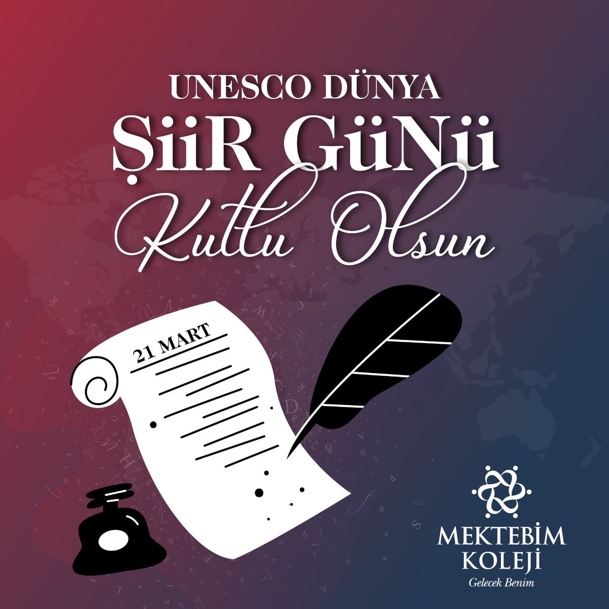 21 Mart Dünya Şiir Günü Kutlu Olsun.

#mektebim #gelecekbenim