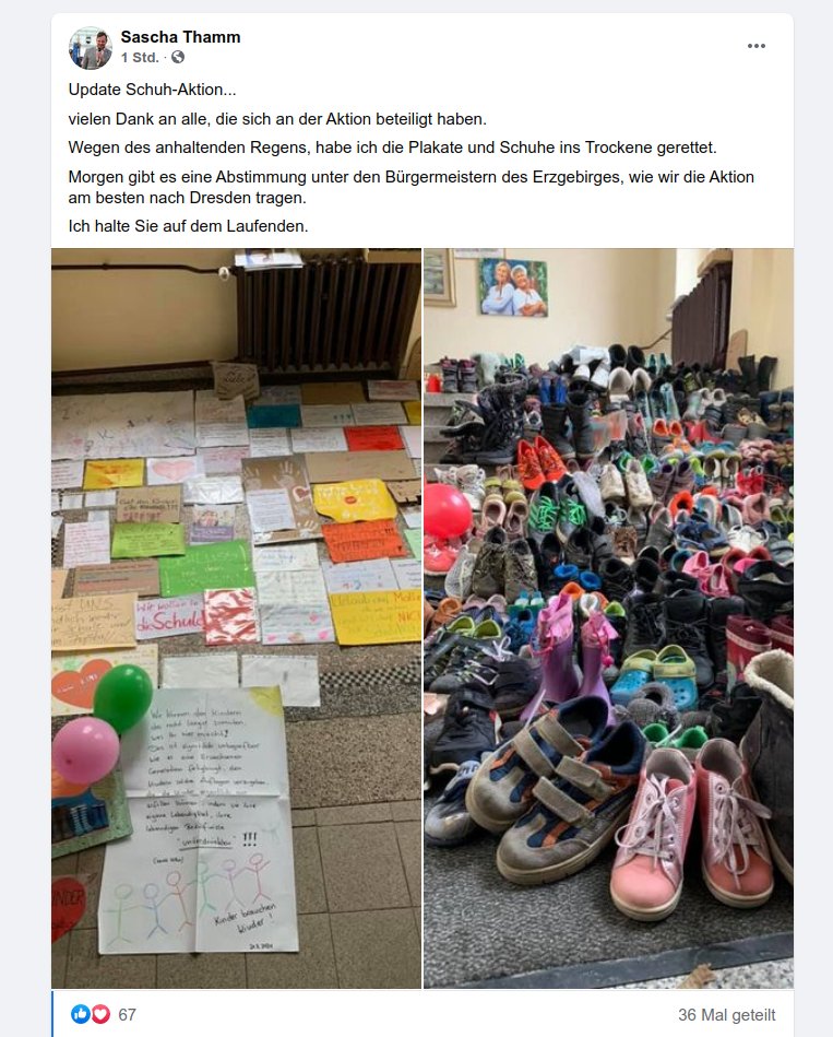 FB-Post von Sascha Thamm, OB Neukirchen. Morgen gebe es eine Abstimmung unter den Bürgermeister:innen des Erzgebirges, wie man die Aktion am besten nach Dresden trage.