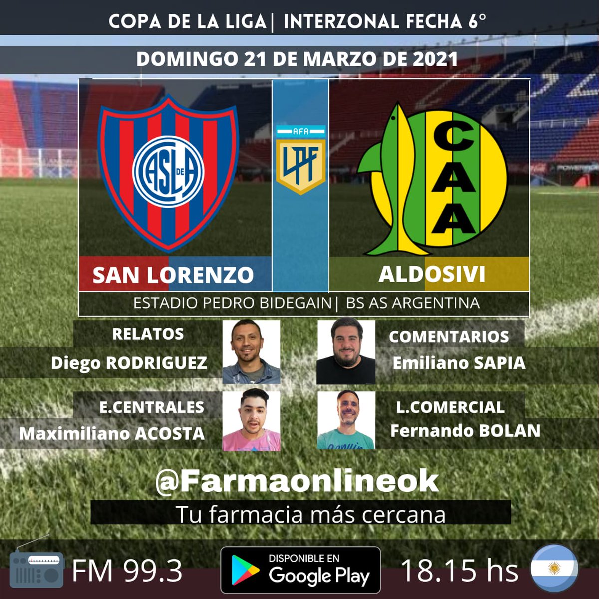diegordg's tweet photo. Desde las 18:15 por @RadioImpacto993 vamos de Córdoba al mundo con @SanLorenzo y @clubaldosivi junto al querido @easapia y Maxi Acosta en la central estadística. Los espero a todos
📻 FM 99.3
📱App Impacto Córdoba.
https://t.co/vzSGBGgyAj https://t.co/19oPTtcxbN