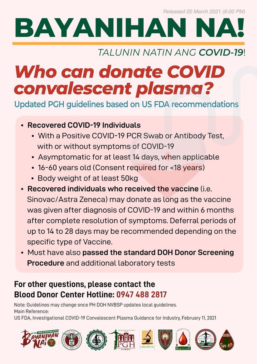 Appeal to COVID-19 Survivors to donate Plasma
(as of 21 March 2021)