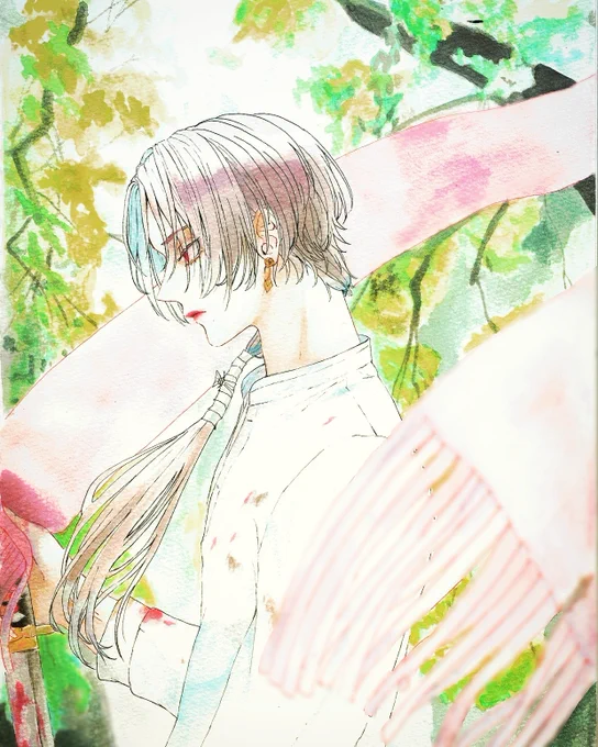 加州くんのホクロを白飛びから取り返してきました。加州くんのホクロをどうぞ   .#刀剣乱舞 #イラスト #イラスト練習中  #加州清光 #水彩 #水彩画 #Illust #illustlation 