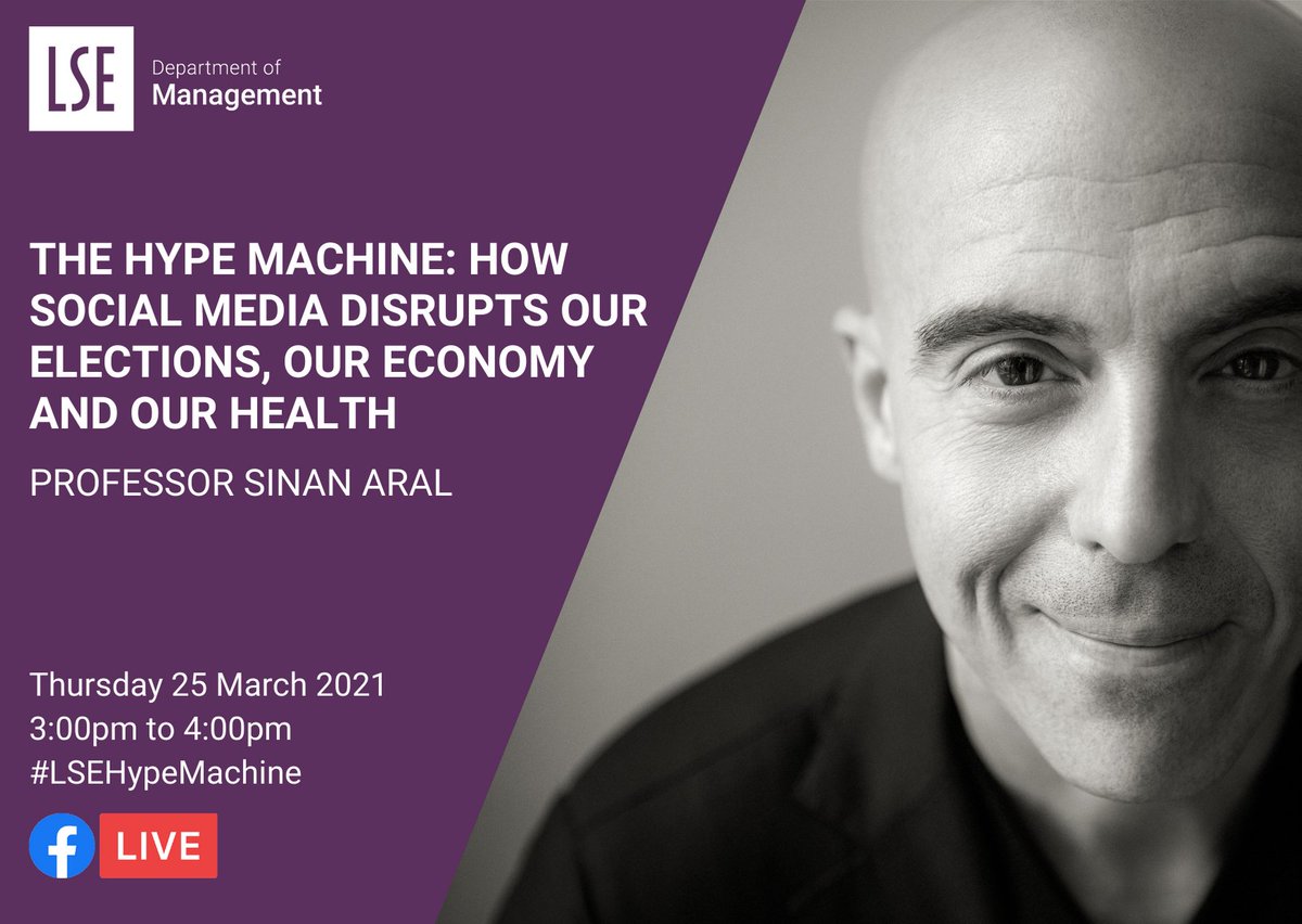 LSEManagement's tweet photo. Coming up this week 🚨
Do you want to know how much #socialmedia disrupts our elections, our economy and our health? 🤔
Register to attend ➡️ https://t.co/sWfeg7ZJyY
@LSEpublicevents #LSEHypeMachine #TheHypeMachine #SocialNetworks #MIT #Management https://t.co/JeqjNgOchr