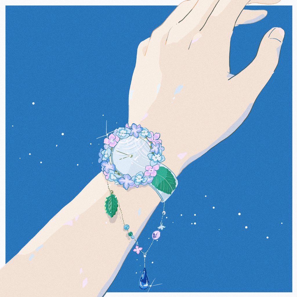 「紫陽花の腕時計? 」|ぷんぷんのイラスト