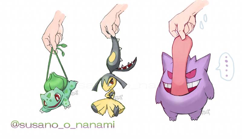 ポケモン「ポケモンをつまむ その4(再掲 」|すさノお@イラストとゲームとポケモンのイラスト