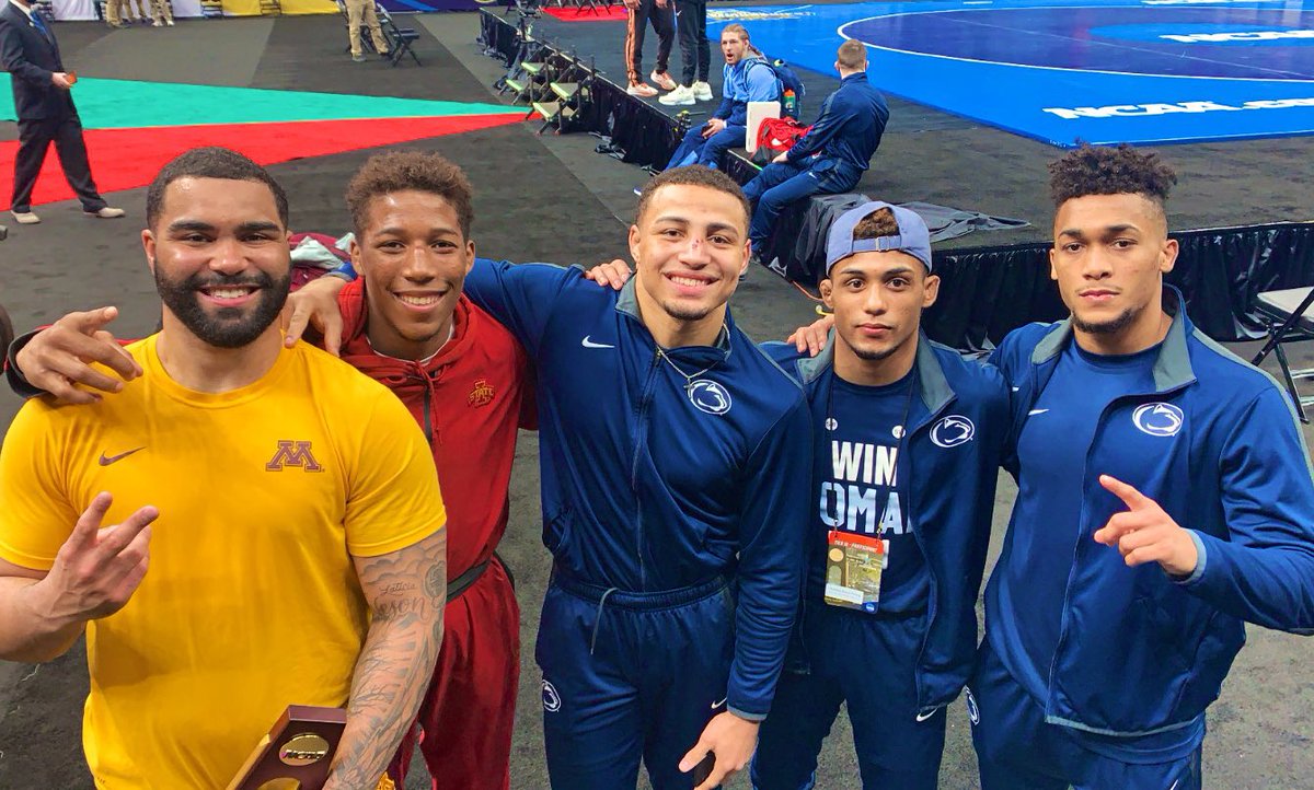 powers_of_psu's tweet photo. #BlackWrestlersMatter #FiveKings @GSteveson @Carrchamp @AaronBrooksie @RomanBravoYoung @carterstarocci 💪🏾🏆 https://t.co/G8ba5GTxSt