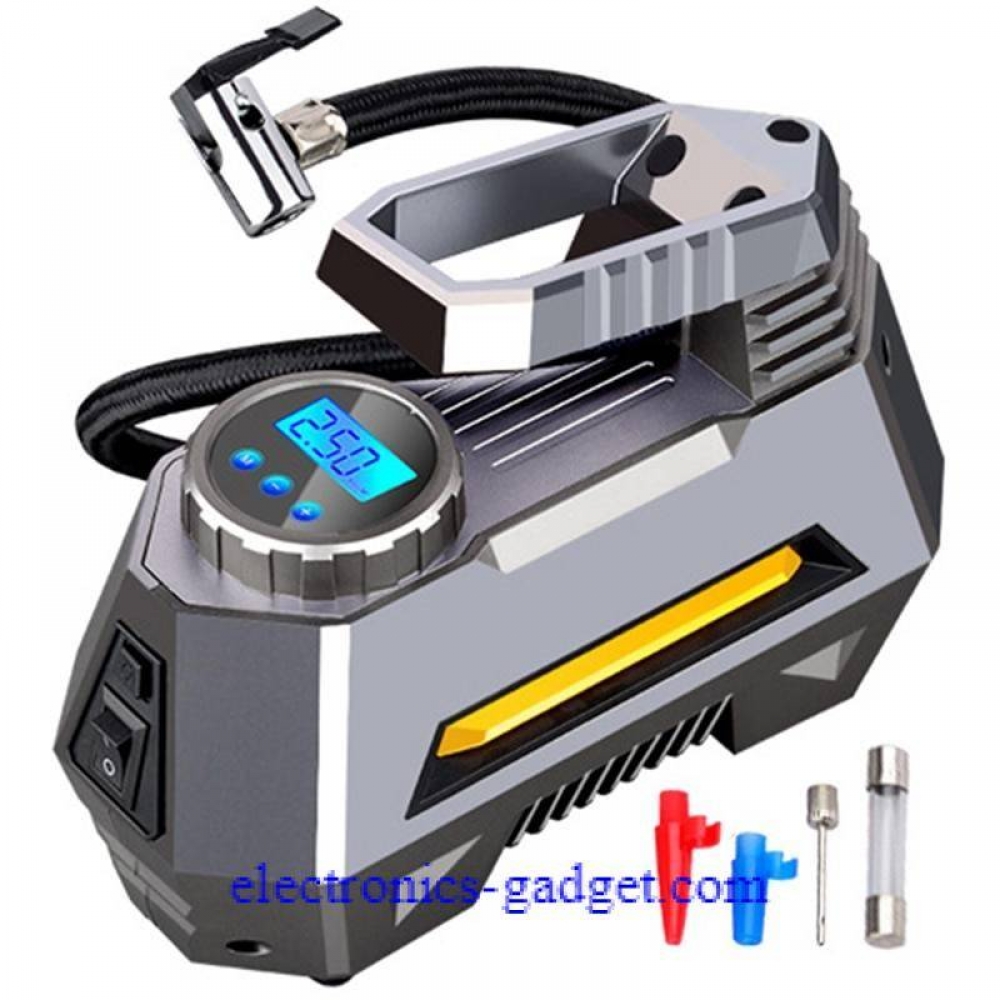 #bestsales Portable Air Compressor Tire Inflator - Car Tire Pump With Digital Pressure Gauge (150 Psi 12V DC) Bright Emergency Flashlight electronics-gadget.com/portable-air-c…