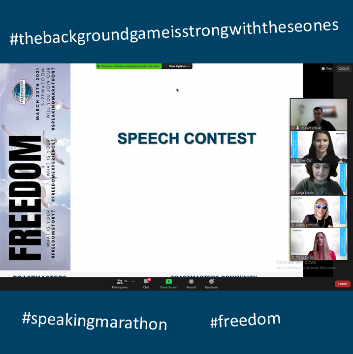 TmSarajevo's tweet photo. What even can we say about how professionally and brilliantly #ToastmastersBusinessClubSlovenia 🇸🇮 and #ToastmastersLjubljana 🔥hosted this #speakingmarathon?? I mean, just look at their background game! 💯 https://t.co/vhLcreLcVI