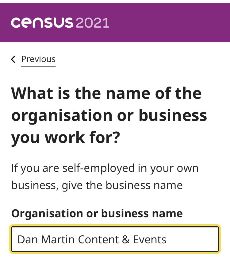 Dan_Martin's tweet image. A lot has happened in 10 years. Felt good adding my own business name #freelance 

#Census2021 #CensusDay #CensusDone