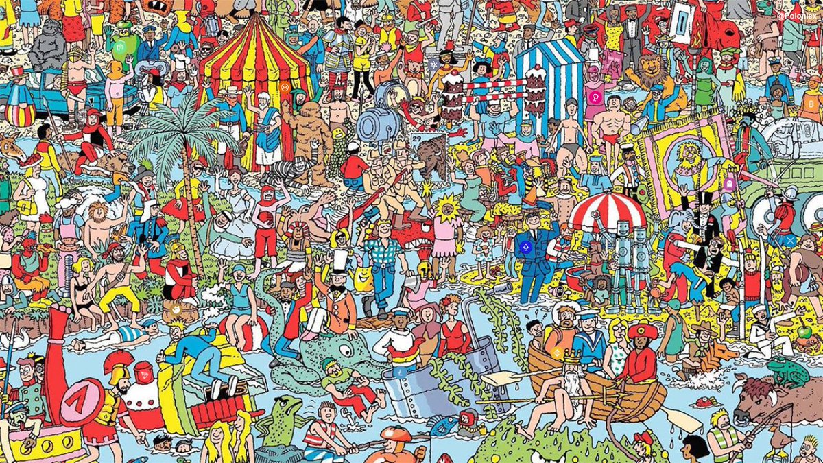 Poloniex's tweet photo. Where's #Bitcoin? (and some of your favorite #altcoins)

Try and find the 12 cryptocurrencies hidden in this image 👀 https://t.co/nGCsLYzUDG