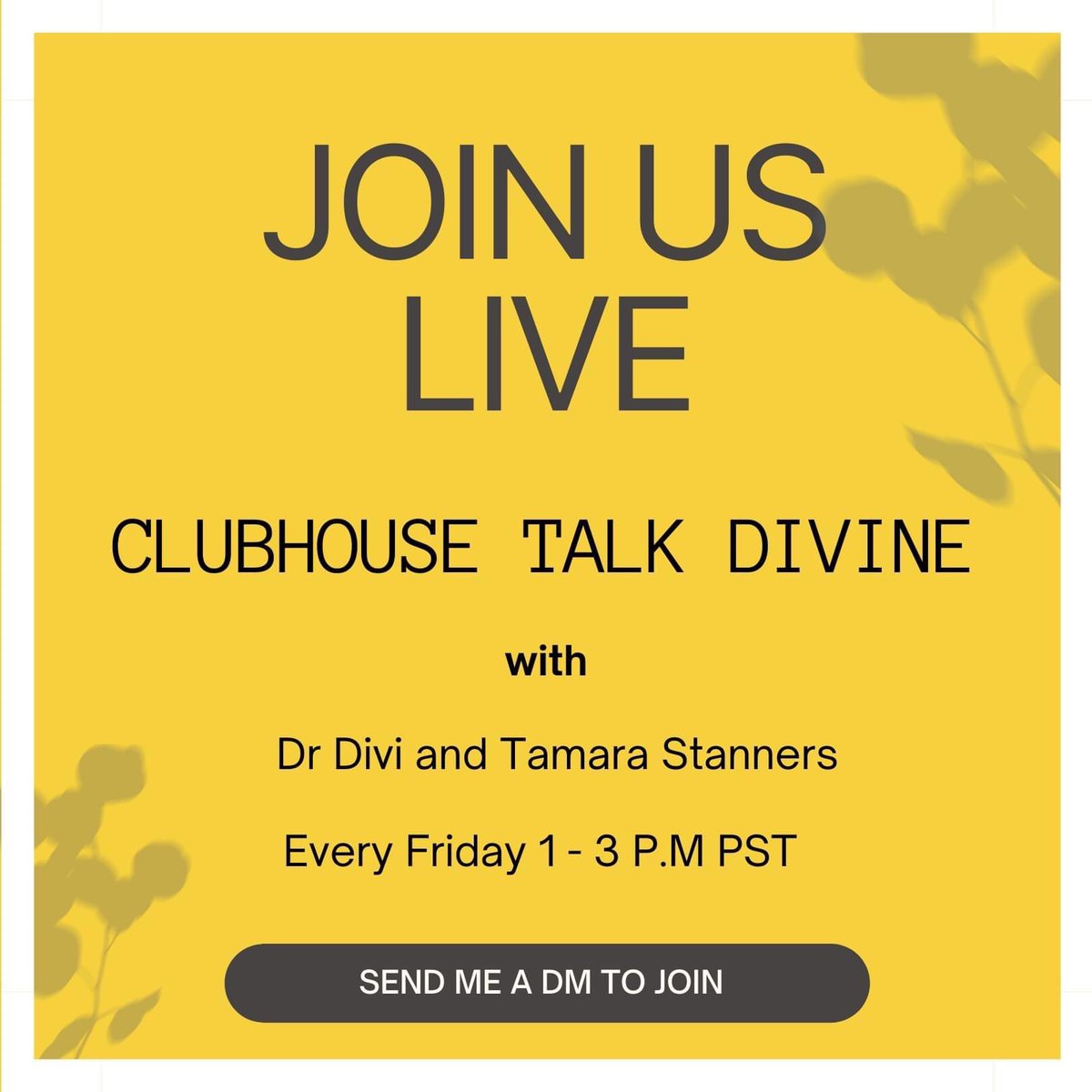 DrDiviC's tweet photo. Get intuitive guidance- FREE! 

Join Dr Divi on the app: Clubhouse every Friday from 1-3 pm https://t.co/PASYT5OMGs
