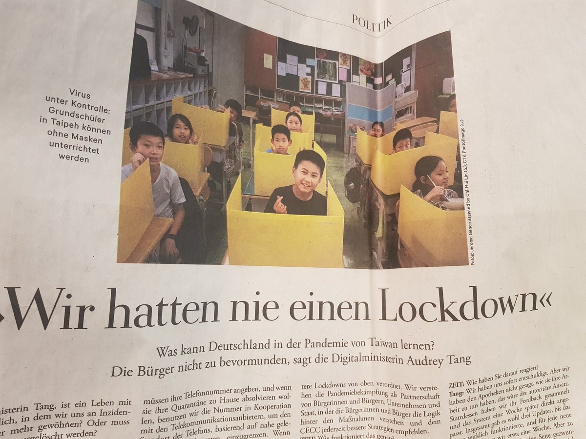 "Insgesamt gab es wohl drei Updates, bis das Ganze wirklich funktionierte, und für jede neue Version brauchten wir etwa eine Woche." <a href="/audreyt/">⿻ Audrey Tang 唐鳳</a> in <a href="/DIEZEIT/">DIE ZEIT</a> über eine #App zur Verteilung von Schutzmasken. 

J-E-D-E Woche ein Update - da müssen wir hin!

#CWA #LucaApp #Taiwan