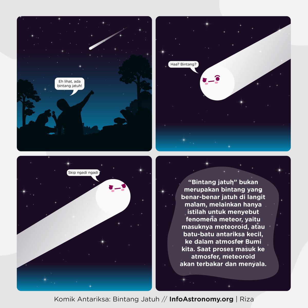 infoAstronomy's tweet photo. Gimana ya perasaan meteor yang selalu disebut "bintang jatuh" padahal dia bukan bintang? #komikantariksa https://t.co/KbXx6sFTIi