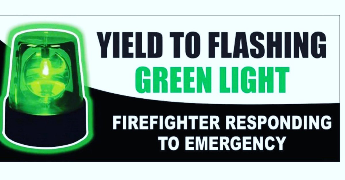 Do you know what a flashing green light means in a vehicle?
Our firefighters use the lights in personal vehicles as a signal to the public that they are responding to the fire hall for an emergency situation. 
#firesafety #inthistogether