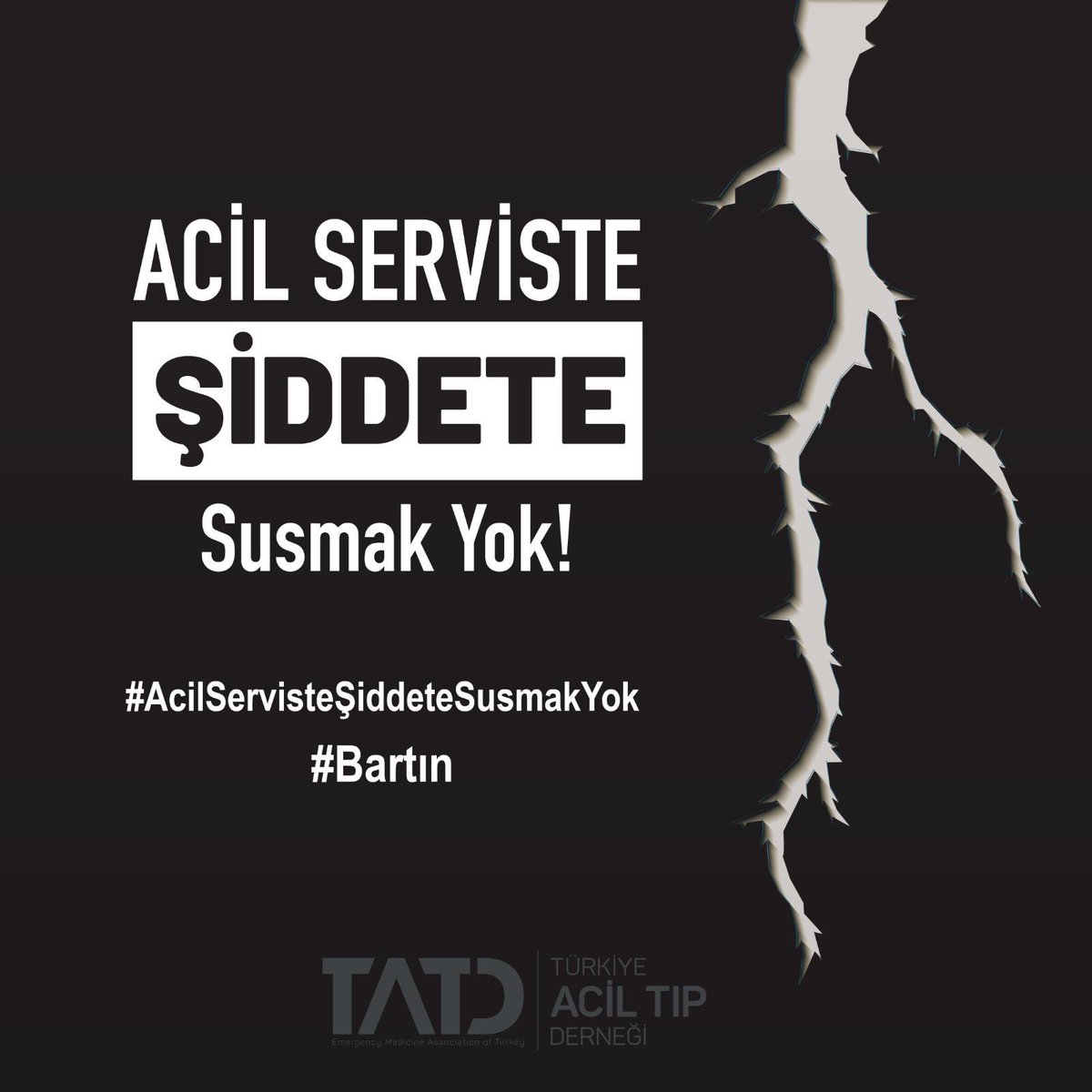TrTATD's tweet photo. Bartın Devlet Hastanesi’nde görevli Acil Tıp Uzmanı Dr. Aslı BİLGE İPEK ve ekibi, görevi başında iken bir hasta yakını tarafından fiziksel ve sözlü şiddete maruz kalmıştır. Her gün bir yenisini gördüğümüz, kabul edilemez bu vahim şiddet olayını kınıyoruz. https://t.co/n0amNA9zFb