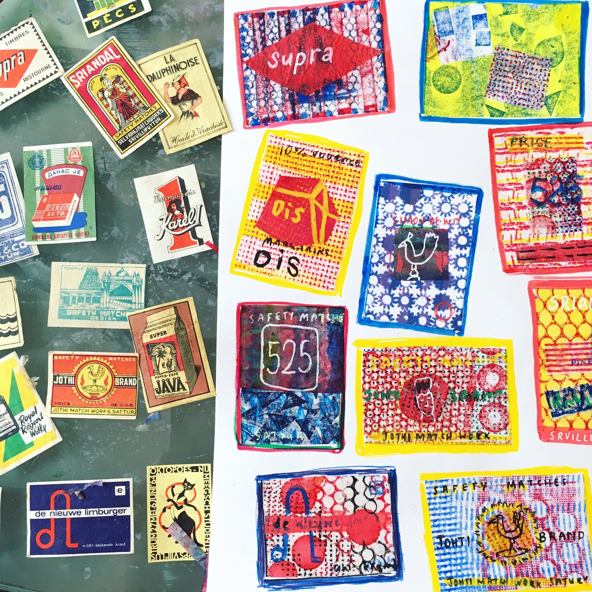 SarahMillin1's tweet photo. Illustrating Russian matchbox labels. #editorialillustration #contemporaryillustration #matchboxart #russiandesign https://t.co/C3prvt7qnk