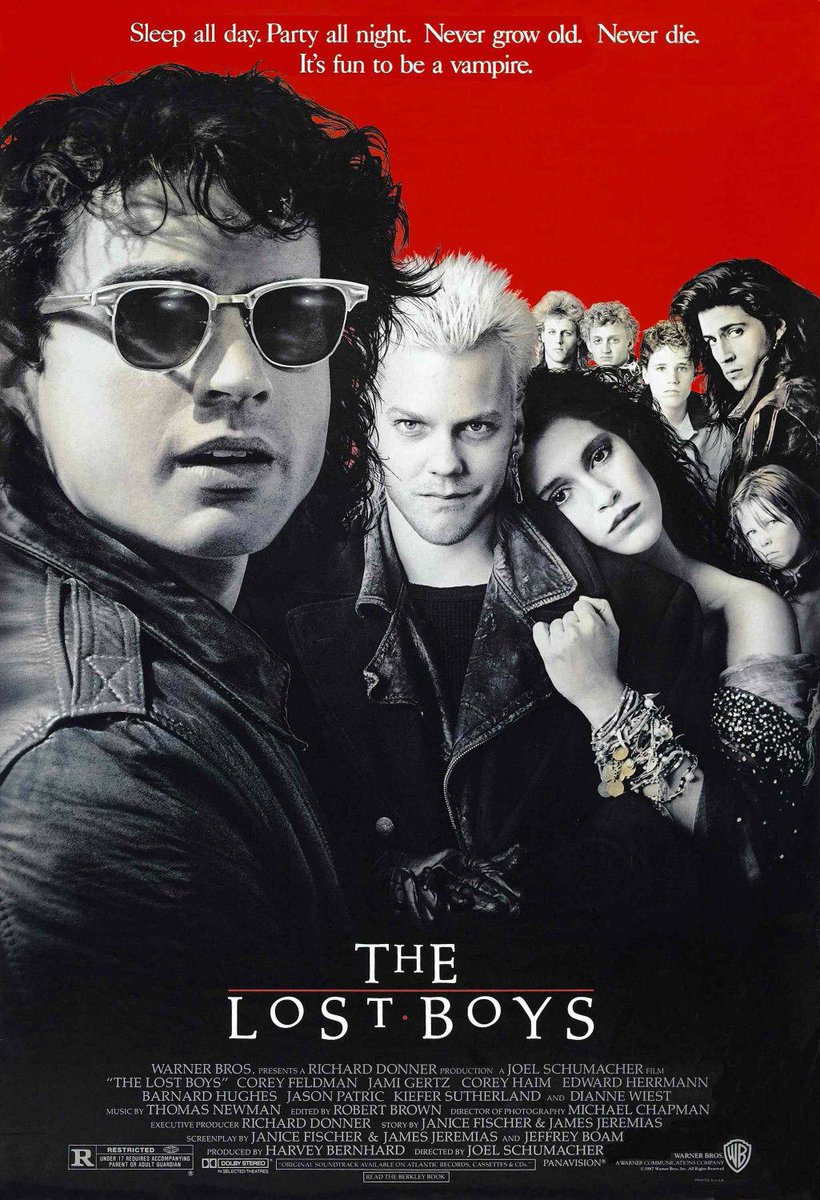 80. THE LOST BOYS (1987)This very 80s punk vamp take on Peter Pan is by far and away one of my fave vampire movies of all time.With an iconic performance by Kiefer Sutherland, and an amazing soundtrack, this film attained cult status for a reason. Be sure to watch. #Horror365