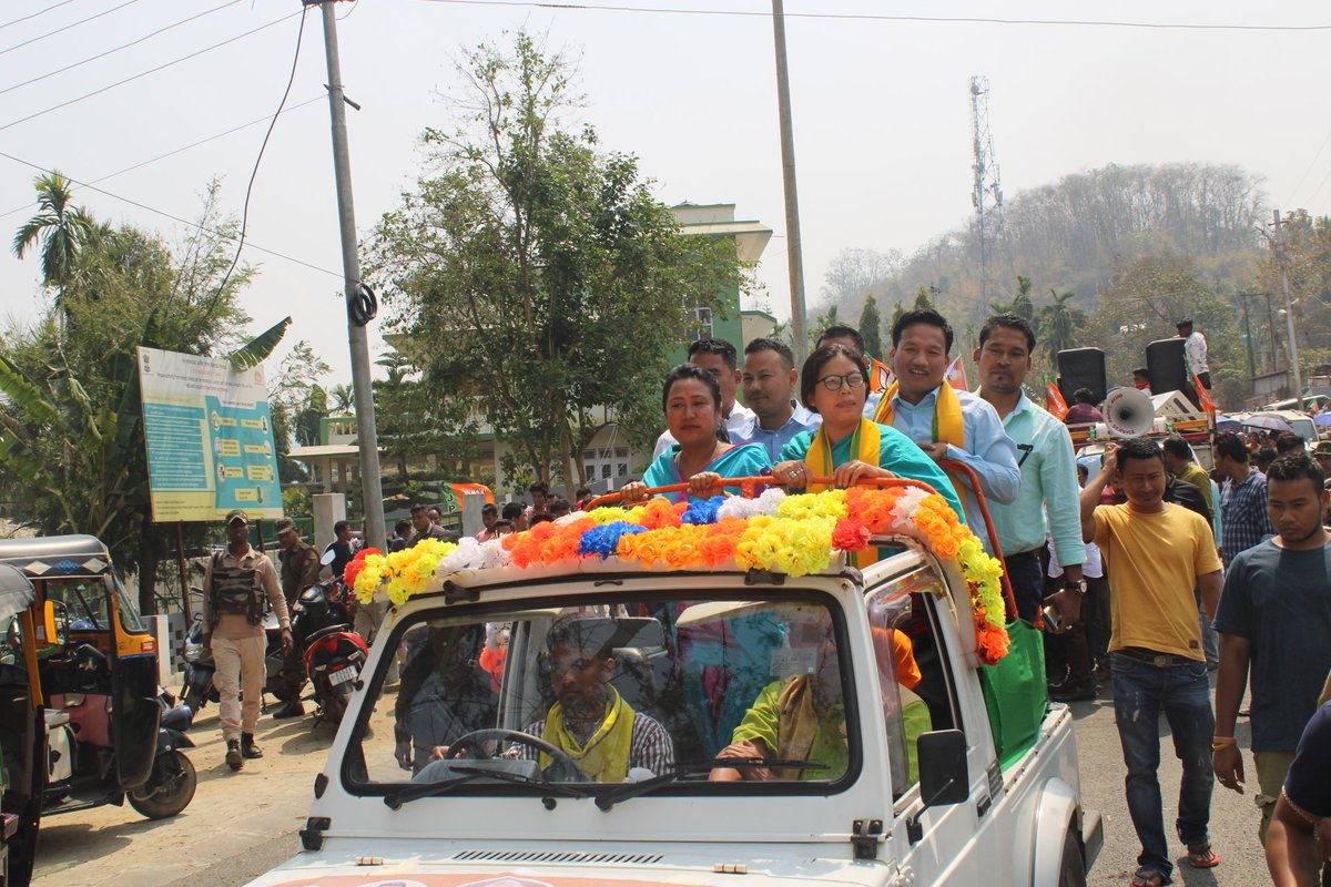 GorlosaNandita's tweet photo. With the mission of accomplishing BJP+=100+, today we undertook a very huge public rally at the land of paddy, Maibang, Dima Hasao. Accompanied by Hon'ble Prabhari of Dima Hasao District, Shri Kedhar Joishi ji, CEM, Chairperson NCHAC, District BJP President... https://t.co/bfNSHLHzYj