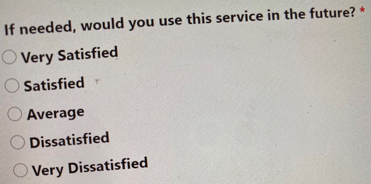 stephaniethum's tweet photo. 🧐 You may need to do more than just shorten a #survey to get better response rates from #customers.

Do the answer options make sense in the context of the question?

Confusing surveys are a reason for customers to abandon.

Don’t skimp on survey design. Hire a pro to help.👇 https://t.co/1n3GpAfQav