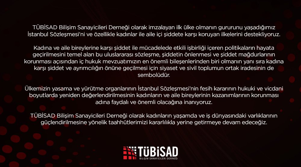 tubisad_dernek's tweet photo. İstanbul Sözleşmesi’nin fesih kararının hukuki ve vicdani boyutlarda yeniden değerlendirmesinin kadınların ve aile bireylerinin kazanımlarının korunması adına faydalı ve önemli olacağına inanıyoruz.

#istanbulsözleşmesiyaşatır https://t.co/3sEpus06rn